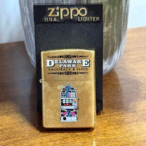 Vintage Zippo Lighter Delaware Park Racetrack and Slots USA Gold Casino